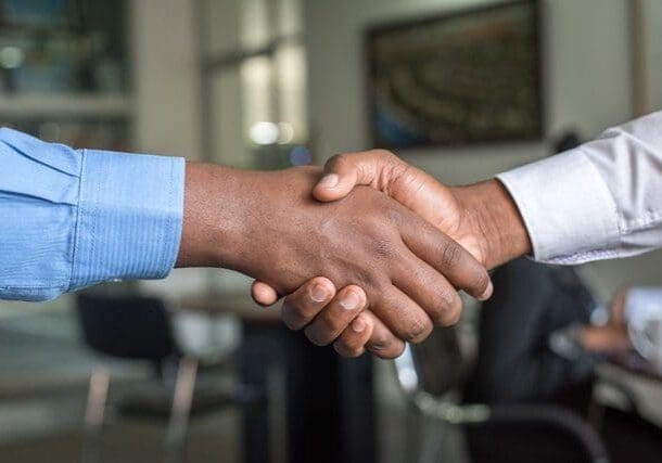 Two men shaking hands